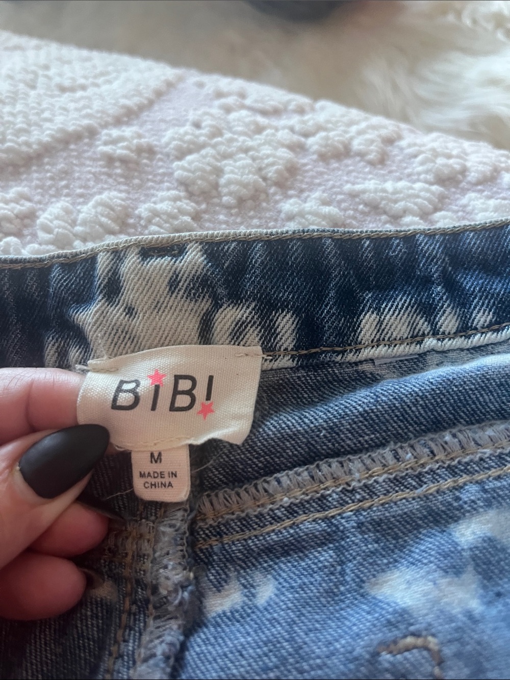 BiBi Distressed American Flag Denim Shorts - Red & Blue - Picture 2 of 3